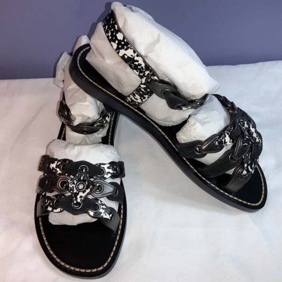 Coach gladiator Flat Sandals Sz 5.5B leather New dust bag - Picture 2 of 7